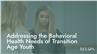 Addressing the Behavioral Health Needs of Transition Age Youth